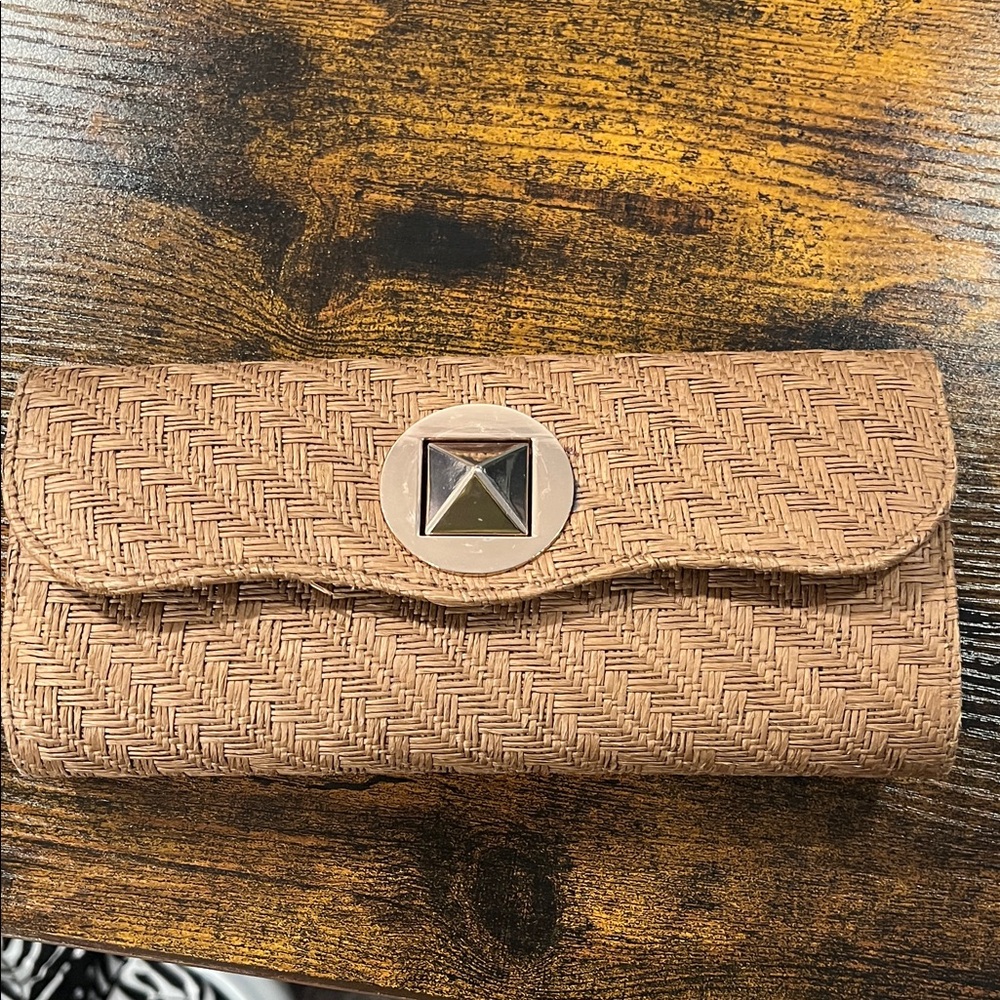 Brown Woven Clutch